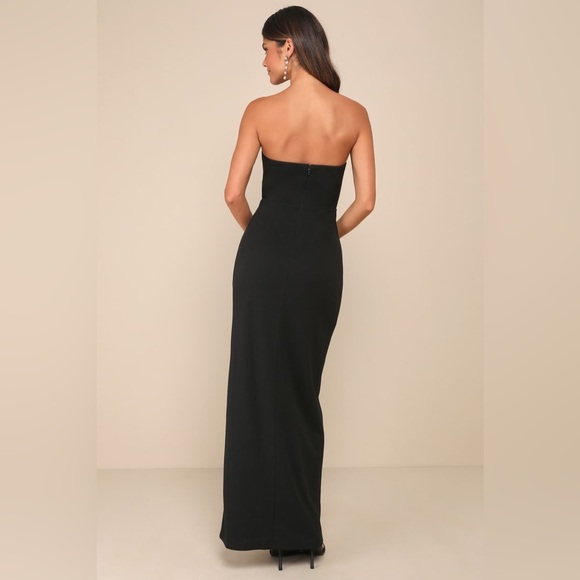 NWT Lulus Iconic Excellence Black Asymmetrical Strapless Maxi Dress MD - Picture 2 of 9